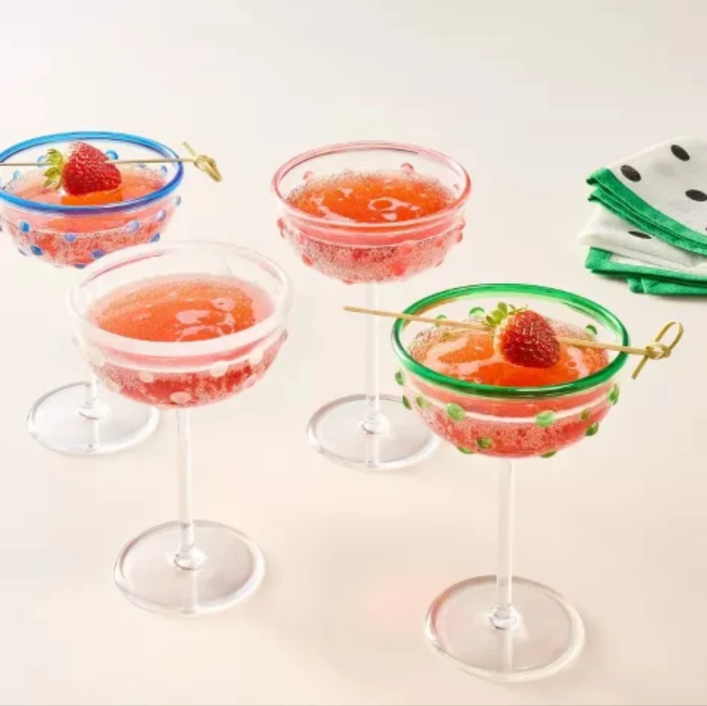 Kate Spade X Target 8.11oz 4pc Polka Dot Acrylic Coupe Drinkware Set NWT